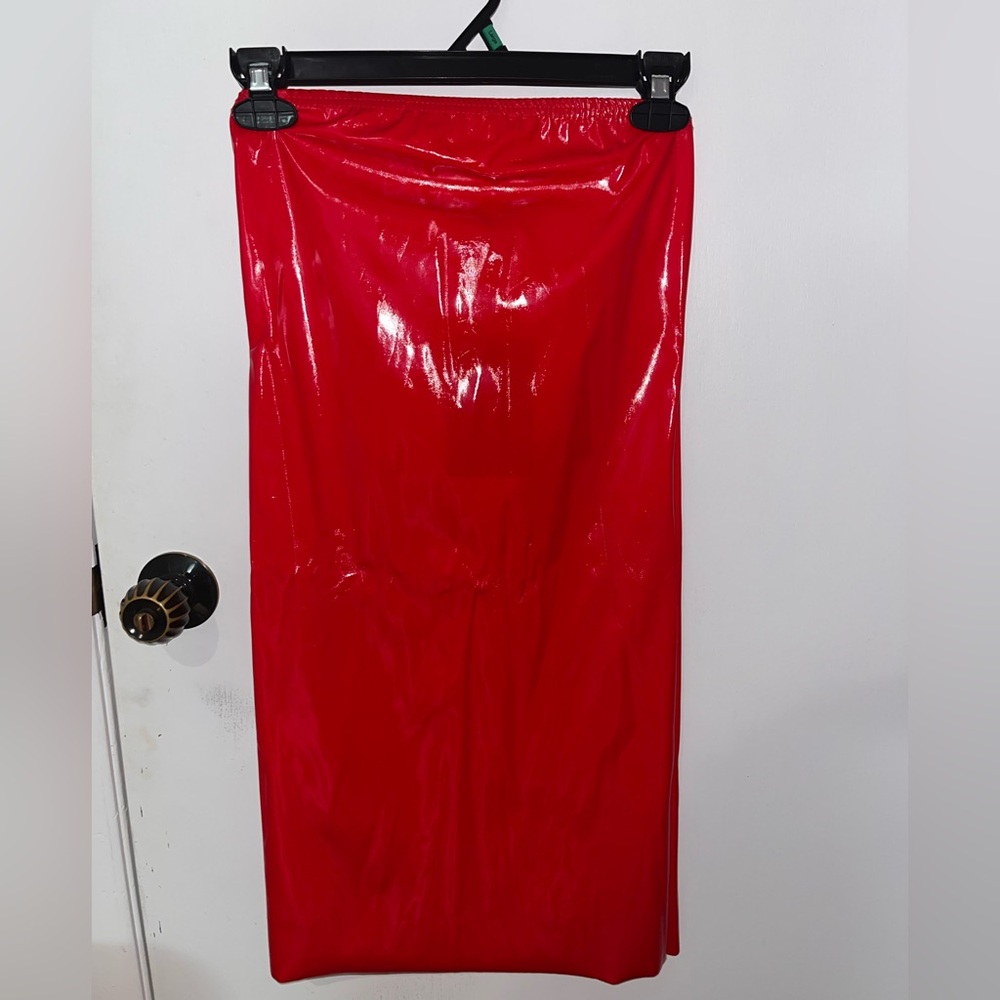Pretty Little Thing Red Vinyl Skirt- NWT